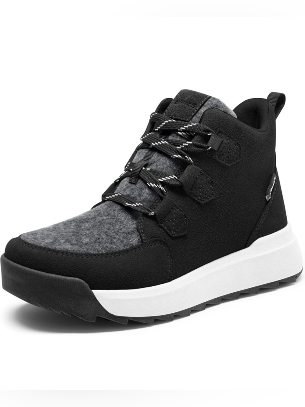 New AIRHAS Black/White Faux Suede Water-Resistant Ankle Snow Boots-10